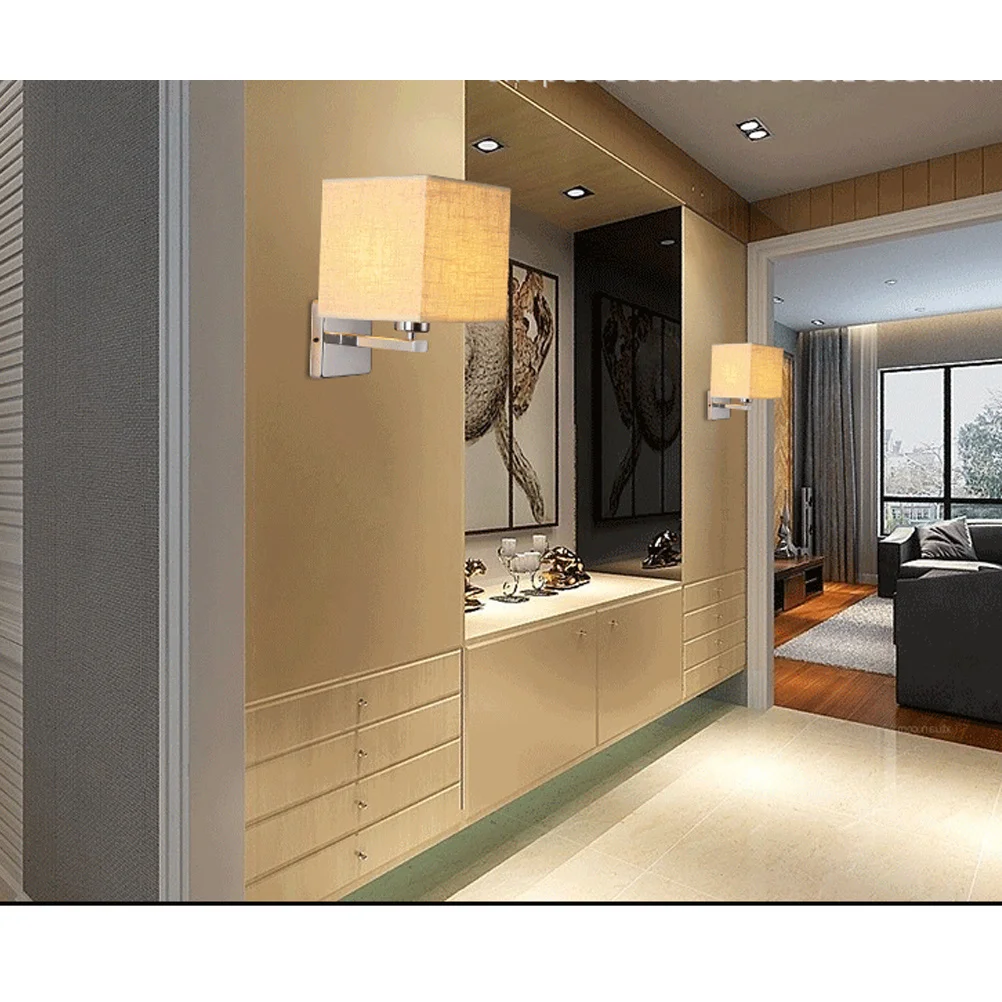 

Minimalist Metal Bedside Wall Lamp Hotel Room Wall Light E14 40W LED Lighting Hemp Lampshade Ambient Bedroom Dorm Office Nursery