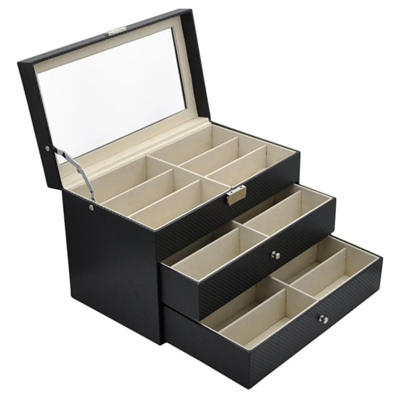 Glasses Sunglasses Display Box Sunglass Organizer Storage Box 3 Tier 18 Slot Glasses Texture Pattern