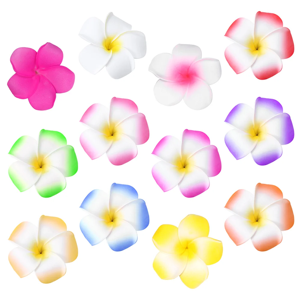 12 Pcs Simulated Plumeria Headdress Hair Flower Clip Accessories The Flowers Clips Thin Luau Eva Travel Hawaiian