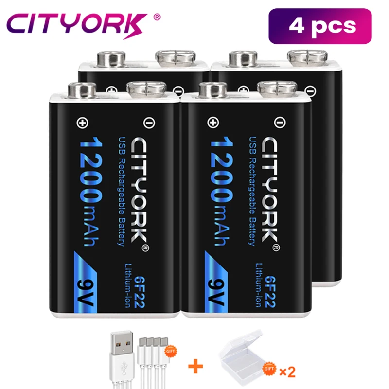 Ciyork 9V 1200mAh akumulator 6F22 9V Micro USB baterie z kablem USB do wykrywacza metalu mikrofon zabawka multimetr