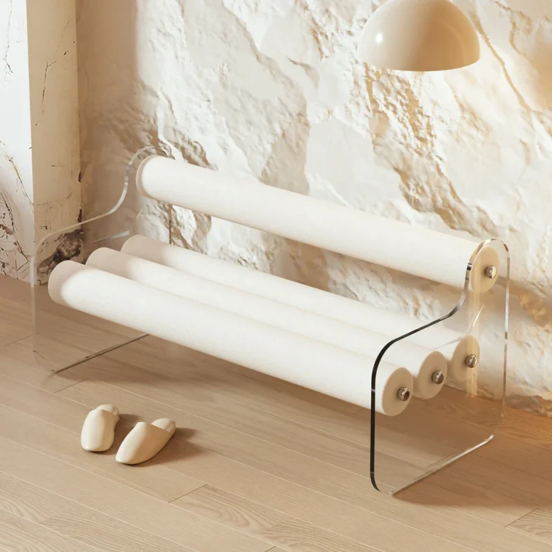 Originality Unique Acrylic Flannelette Long Living Room Chairs Transparent Coffee Nordic Simple Changing Shoes Home Furniture