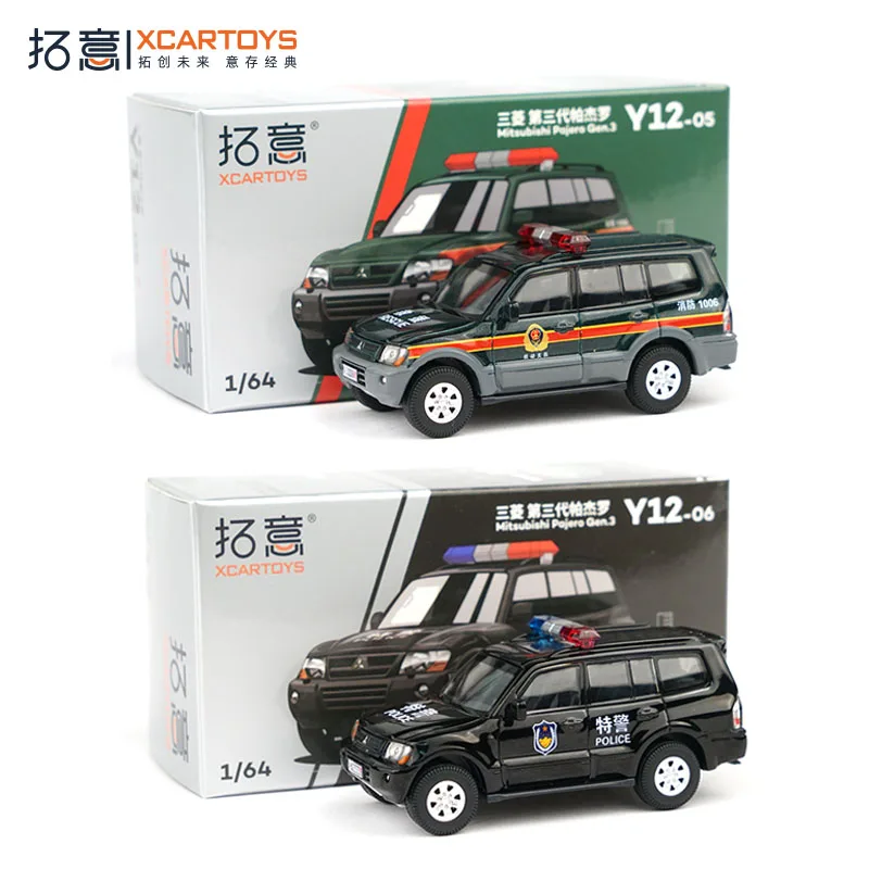 

Литой под давлением POPRACE, масштаб 1/64, Mitsubishi Pajero, пожарная машина, специальная полицейская машина, модель автомобиля из сплава, Коллекционная игрушка, подарок, сувенир