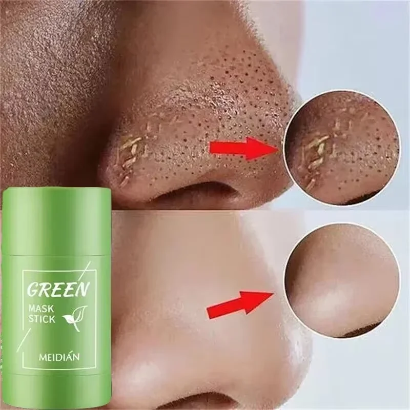 Remove Blackhead Mud Mask Green Tea Face Clean Stick Dispel Pimple Blemish Shrink Pores Oil Control Exfoliating Whiten Skin Care