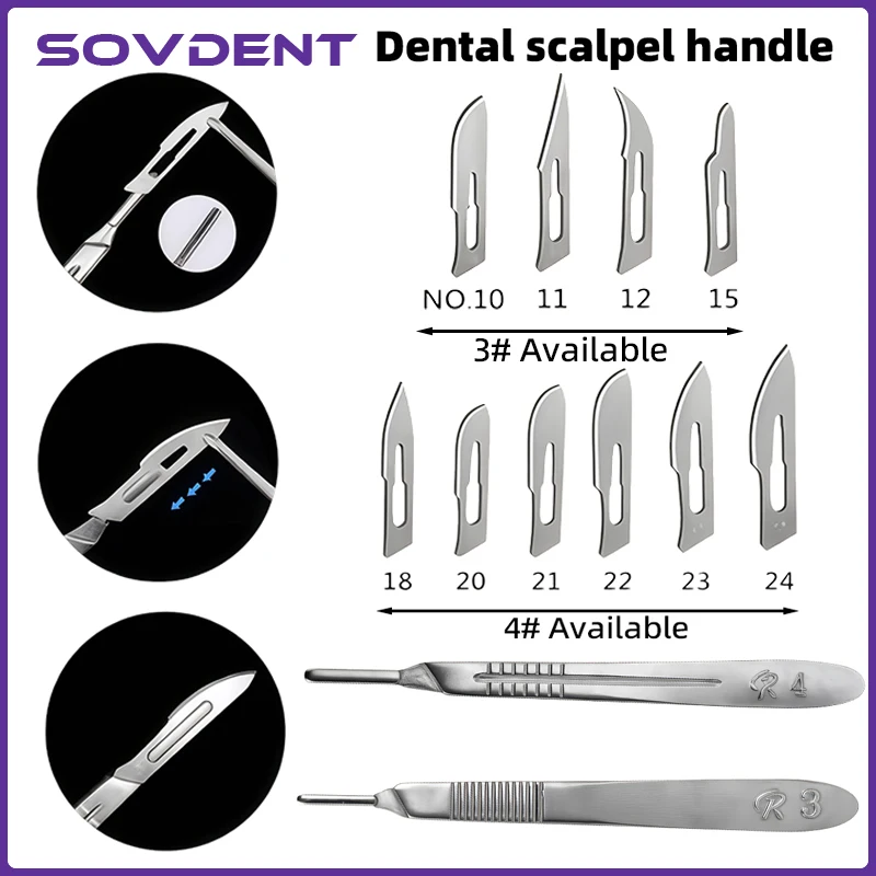 High Dental Stainless Steel Scalpel Handle  Dental Surgical Blades Handle For Surgical Knife Removable Blades DIY Cutting Tools