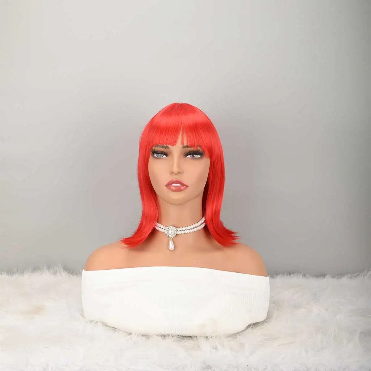 

pink Wigs with Bangs Straight Short Wigs for Women Synthetic Red Wig for Cosplay Women Funny Wig for Party Halloween Daily Wear Anime Costume Events
