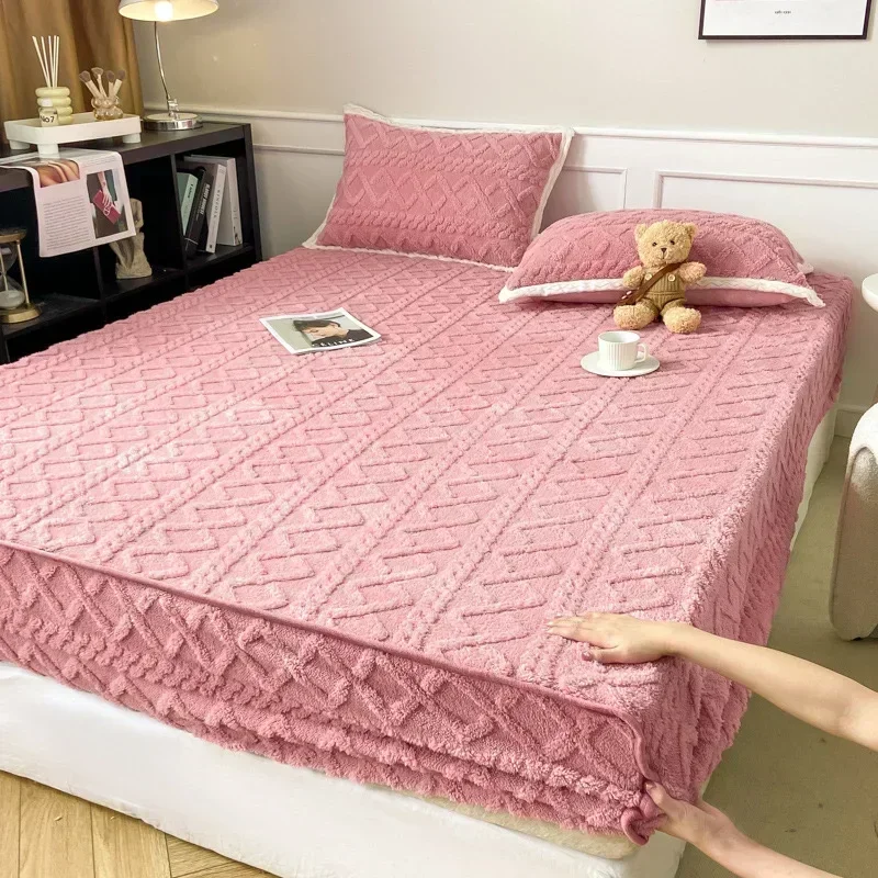 

Winter thickened coral velvet bedsheet single piece milk velvet bedsheet mattress cover SE1388