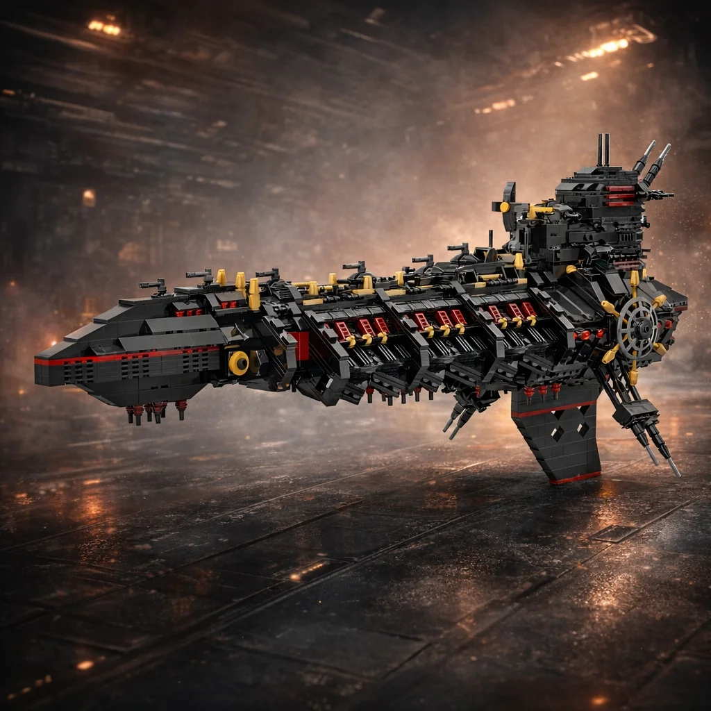 

Конструктор MOC: Модель научно-фантастического боевого корабля, большой космический военный корабль для самостоятельной сборки, игрушка из строительных блоков, настольный декор, подарок для детей и взрослых