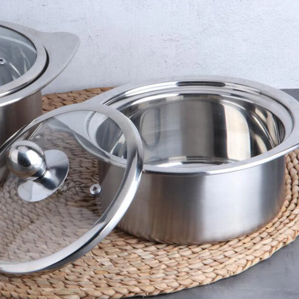 

1Pcs 16cm Stainless Steel Hot Pot Induction Cooker Compatible Food Grade Safe Cooking Pot Wok Steel Stewpot