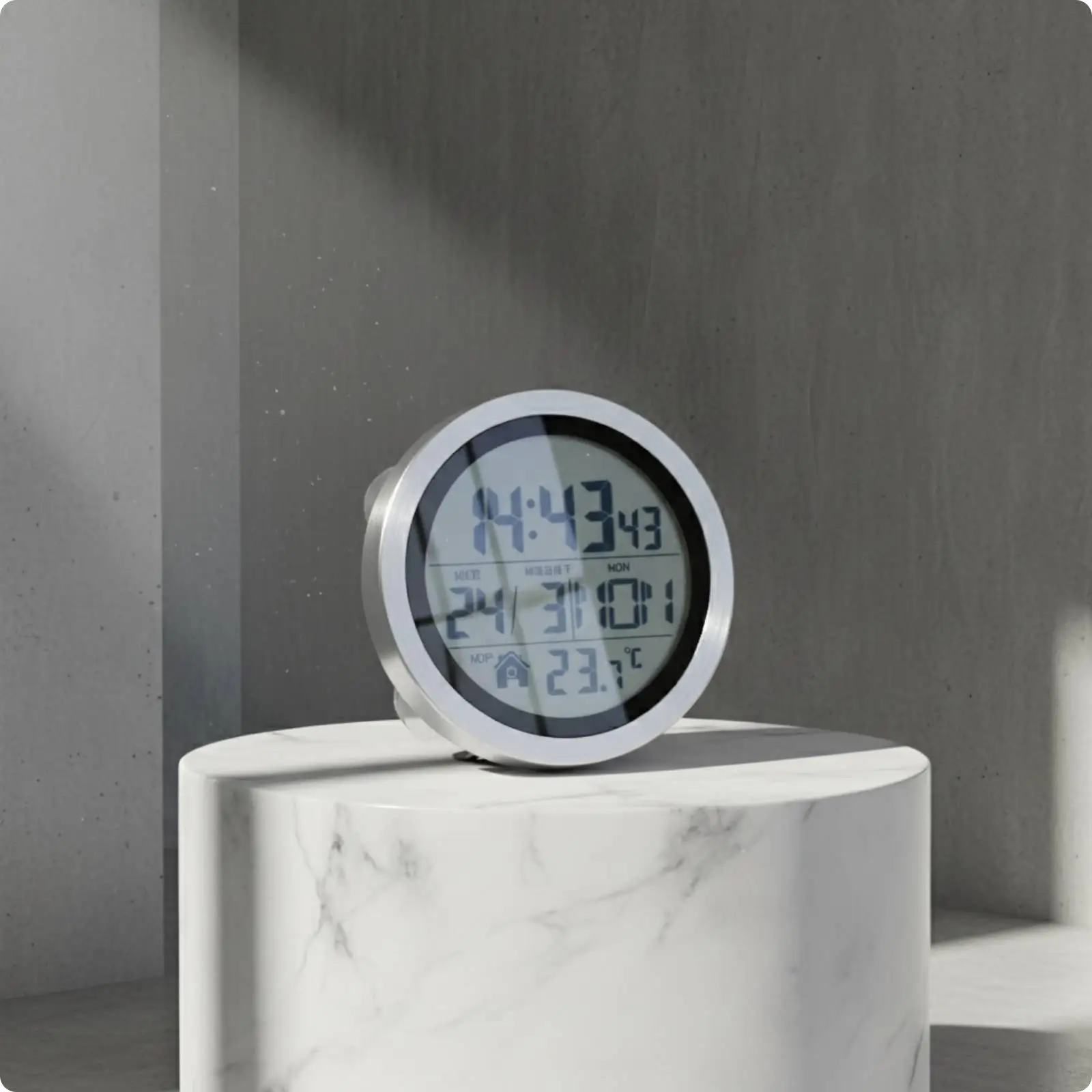 Waterproof Washroom Clock No Drill Silent Washroom Clock Dustproof Digital Wall Timepiece for Kitchen, Poolside