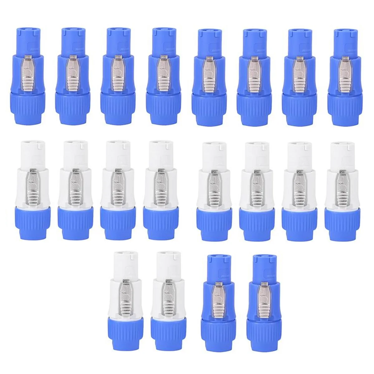 20PCS NAC3FCA NAC3FCB Speakon Plug 3 Pin Male Powercon Connector 20A 250V AC Power Plug Connector Blue and Grey White