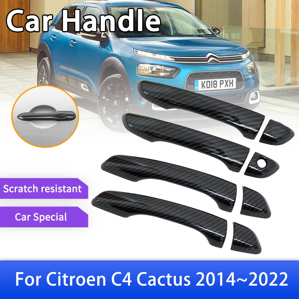 Carbon Fiber Door Handle Cover Trim for Citroen C4 Cactus 2014 2015 2016 2017 2018 2019 2020 2021 2022 Car Accessories Stickers