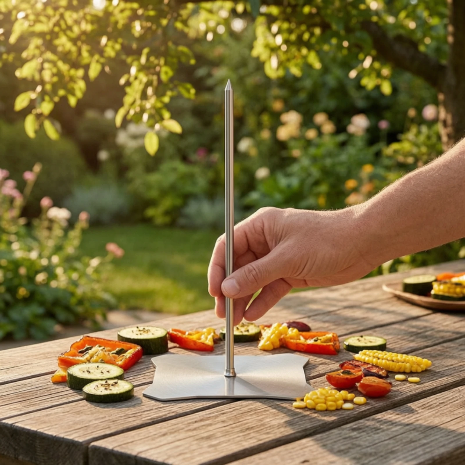 Vertical Barbecue Skewer Rack Dishwasher-Safe Vertical Skewer Set with Pointed Skewers Easy to Clean Multi-Functional