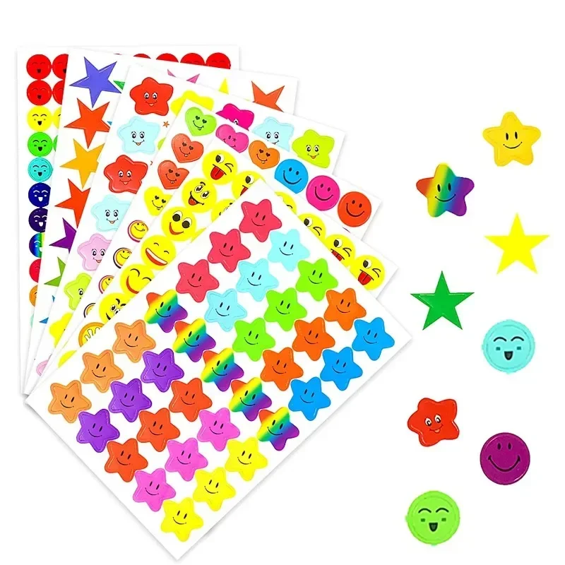 10 Sheets/Bag Smiling Face Stickers Smile Children Stationery Sticker Encourage Student Smile Star Classic Toys for Kids Gift