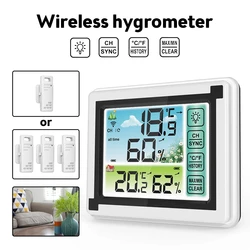 Indoor Outdoor Thermohygrometer Touch Color Screen Weather Station Wireless Thermometer Hygrometer Temperature Humidity Monitor