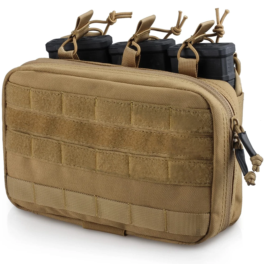 Tactical Triple Mag Admin Pouch Molle Utility EDC Organizer Detachable Inner Pocket Mag Holder For M4 M16 5.56mm