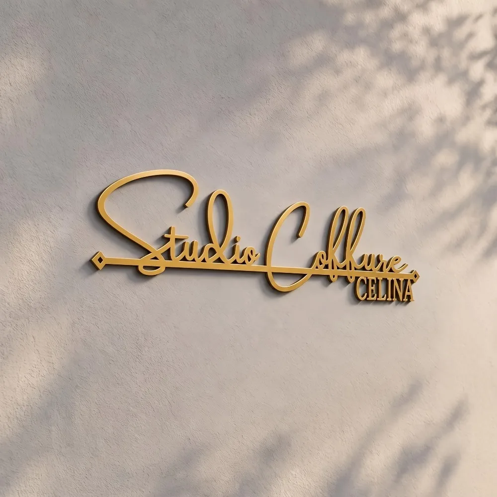 CIFBUY Custom Metal Wall Sign Personalized Name Art Decor Gold Script Lettering for Home Business Office Entrance