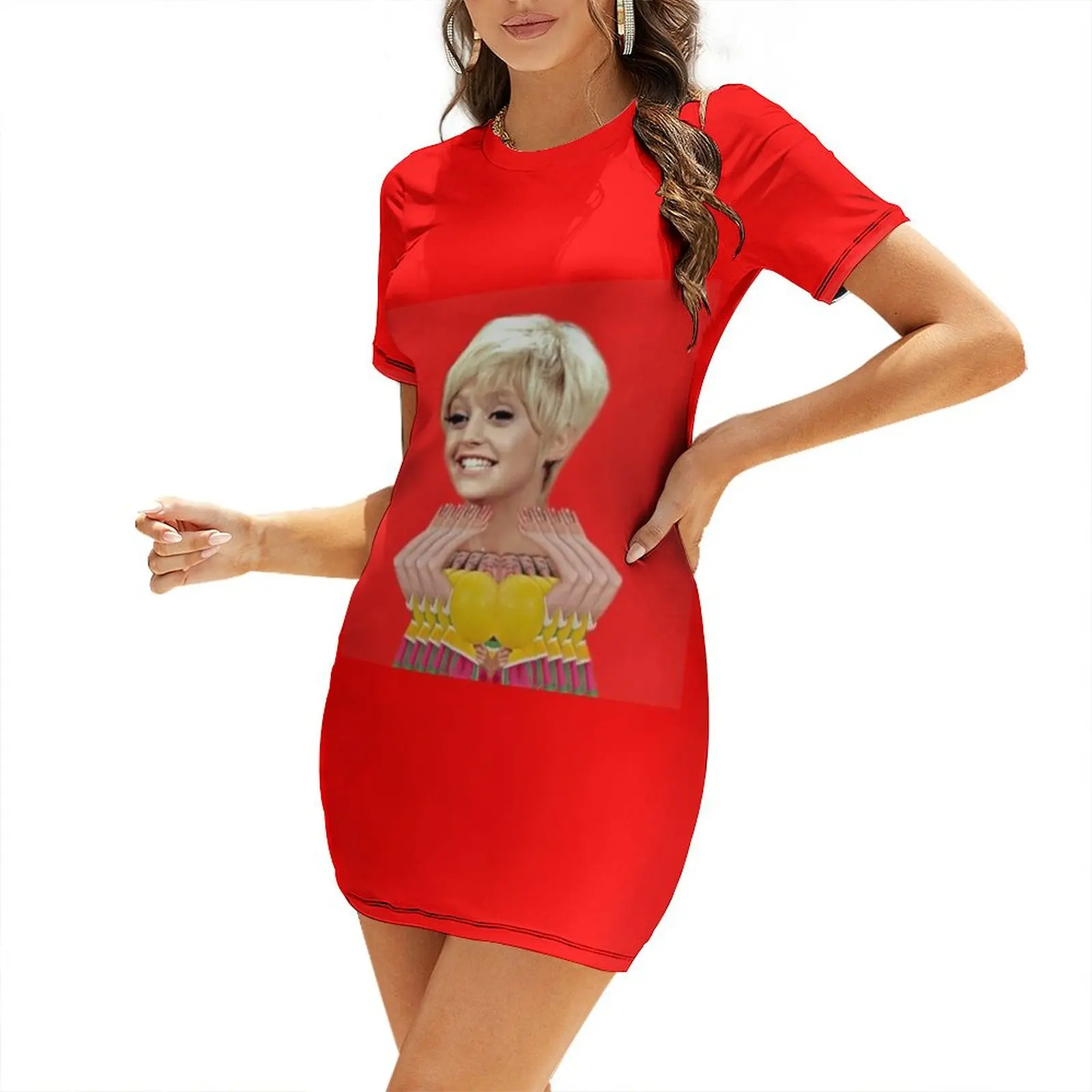 

A Young Goldie Hawn - Laugh In Short Sleeved Dress summer women's dress 2025 prom clothes