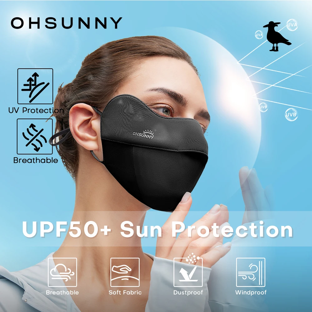 

OhSunny Sunscreen Masks 2026 3D Patchwork Contour the Facial UV Protection Mask,Summer Outdoor Hiking Breathable Face Coverage
