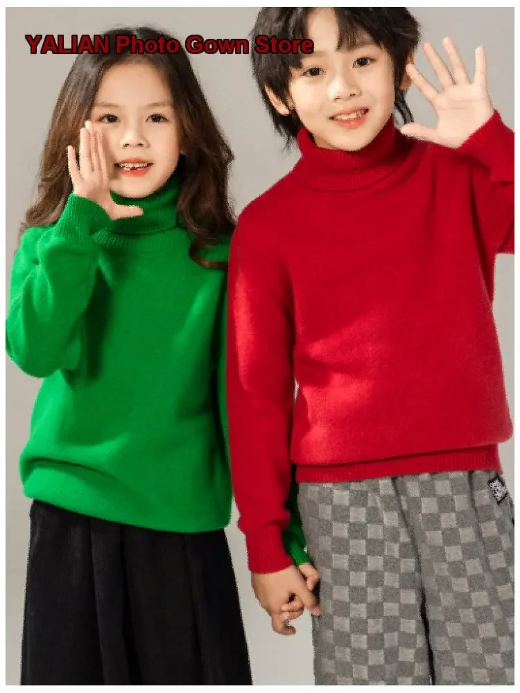 Kids Turtleneck Sweater Boys Girls Autumn Winter Thickened Warm Base Layer Top Infant