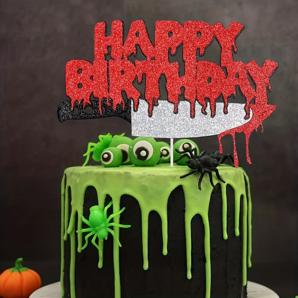 1pc Spooky Halloween Horror Cake Decor - Unique centerpiece for a Scary Sweet Treat