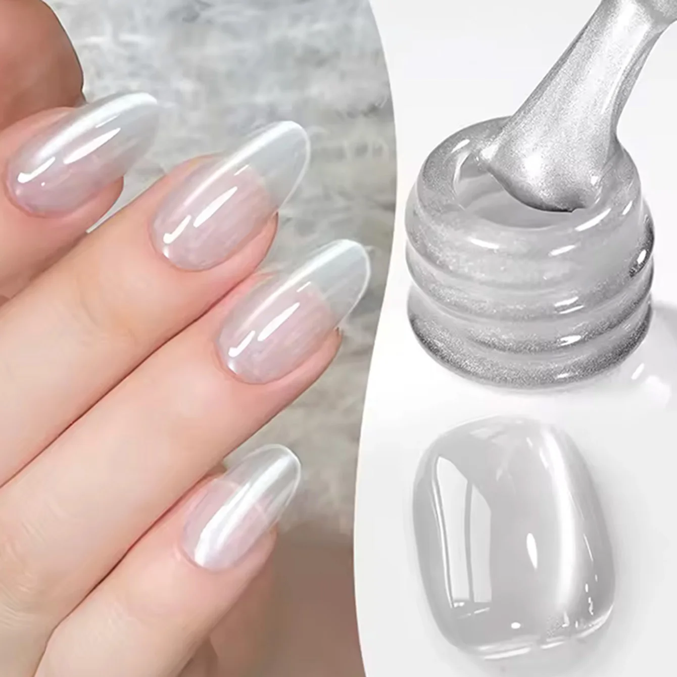 2026 New MIANEL White Nails Popular Strobe Glass Bead Joker Cat Eye Gel Nail Polish Nail Supplies UV Light Nails