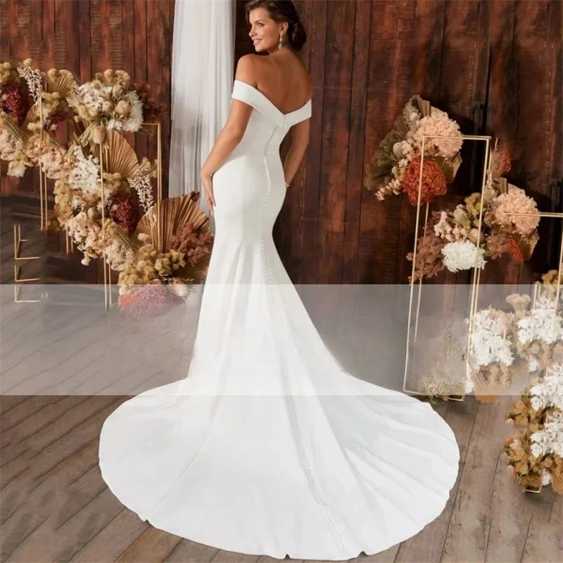 Robe de Mariée Sirène à Dos auxpour Femme, Simple, Personnalisée sur Mesure, 2024