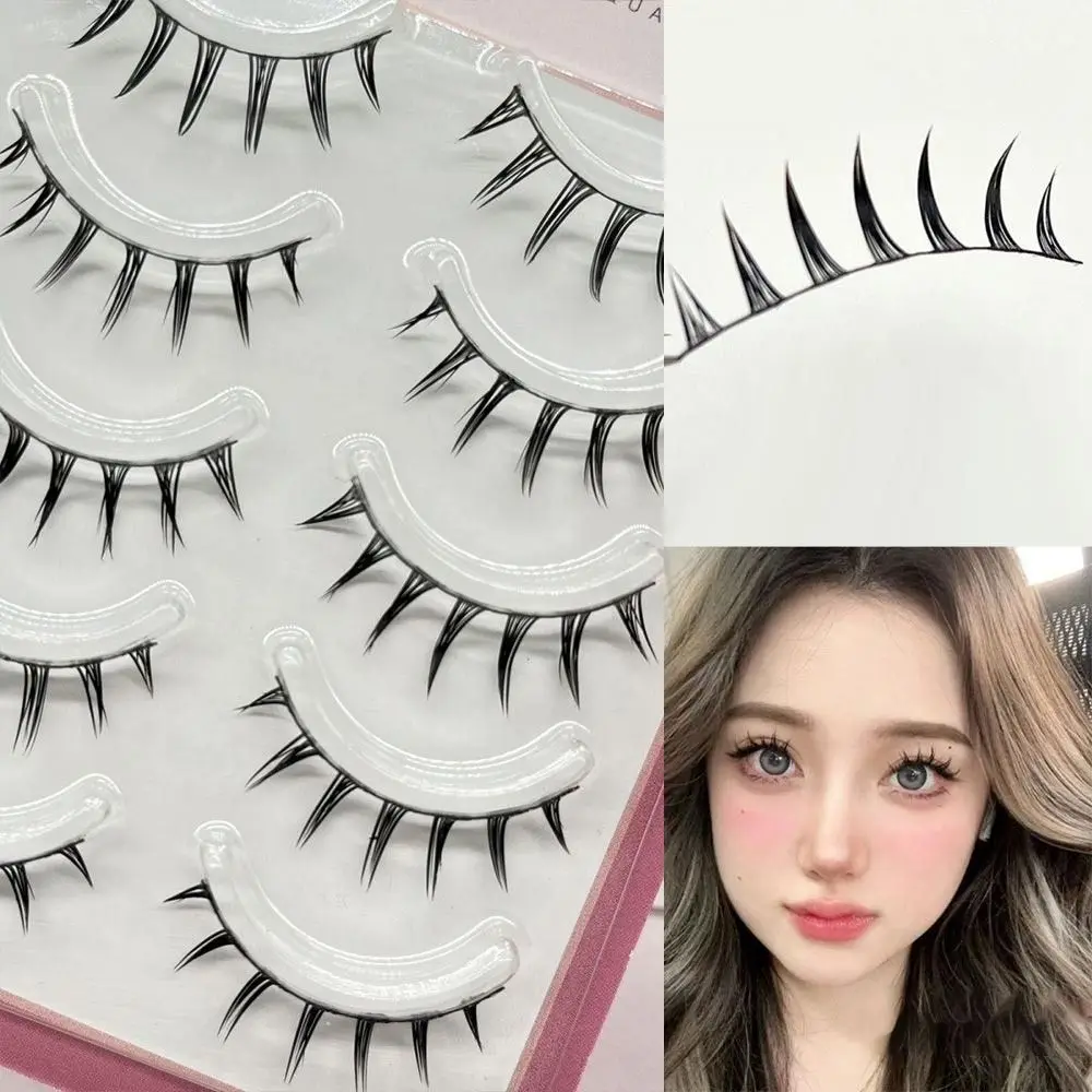 Faux Mink False Eyelashes 5 Pairs Pack Dramatic Thick Manga Anime Lashes Japanese Cosplay Wet Spiky Lashes for Women