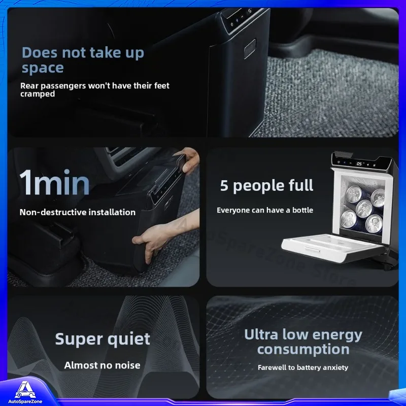 Applicable for Tesla Refreshed Model Y 12V Portable Mini Car Refrigerator Dual Cooling Heating Function Fridge Freezer 3.6L - Image 3