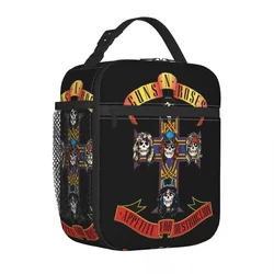 Guns N Roses Logo Izolowane torby na lunch Duży pojemnik na posiłek Torba termiczna Tote Lunch Box Szkolne torebki na żywność na zewnątrz