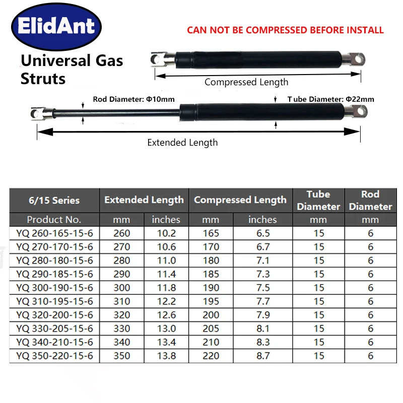 1PC 20/45/80N 260-350mm Universal Gas Struts Storage Shock Absorbers RV Windows Doors Cupboard Gas Hinges Piano Benches Tool Box