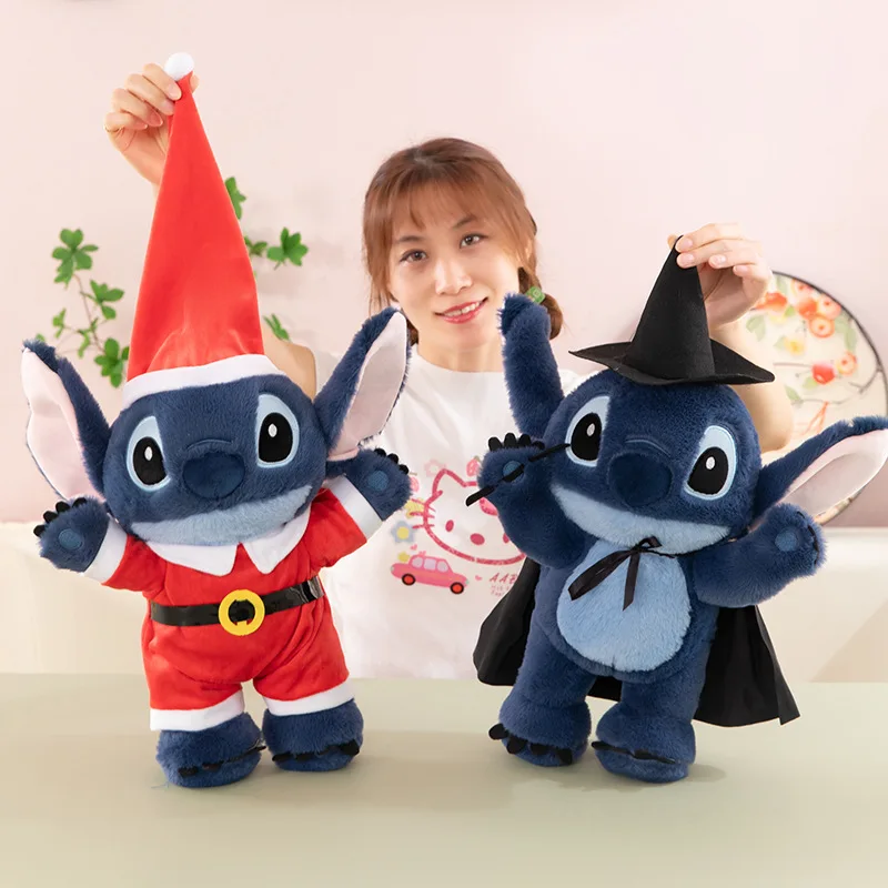 

40CM Lilo and Stitch Xmas Disney Plush Toys Cartoon Anime Stuffed Kawaii Halloween Soft Stich Doll Plushie Kids Birthday Gifts