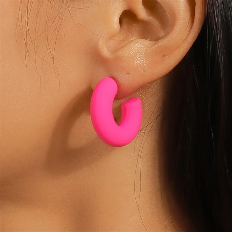 Aihua Koreanische Einfache Große Runde Hoop Ohrringe Für Frauen Bunte Geometrische Kunststoff Übertrieben Ohrring Trendy Ohrringe Schmuck – Detail 37