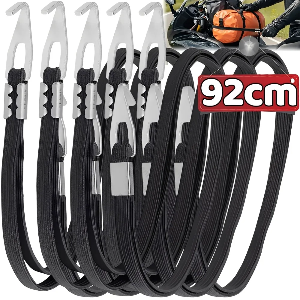 

Мотоциклетный ремень для багажа с алюминиевыми крючками, регулируемый плоский банджи-шнур для шлема, седельная сумка, эластичная грузовая веревка 92 см