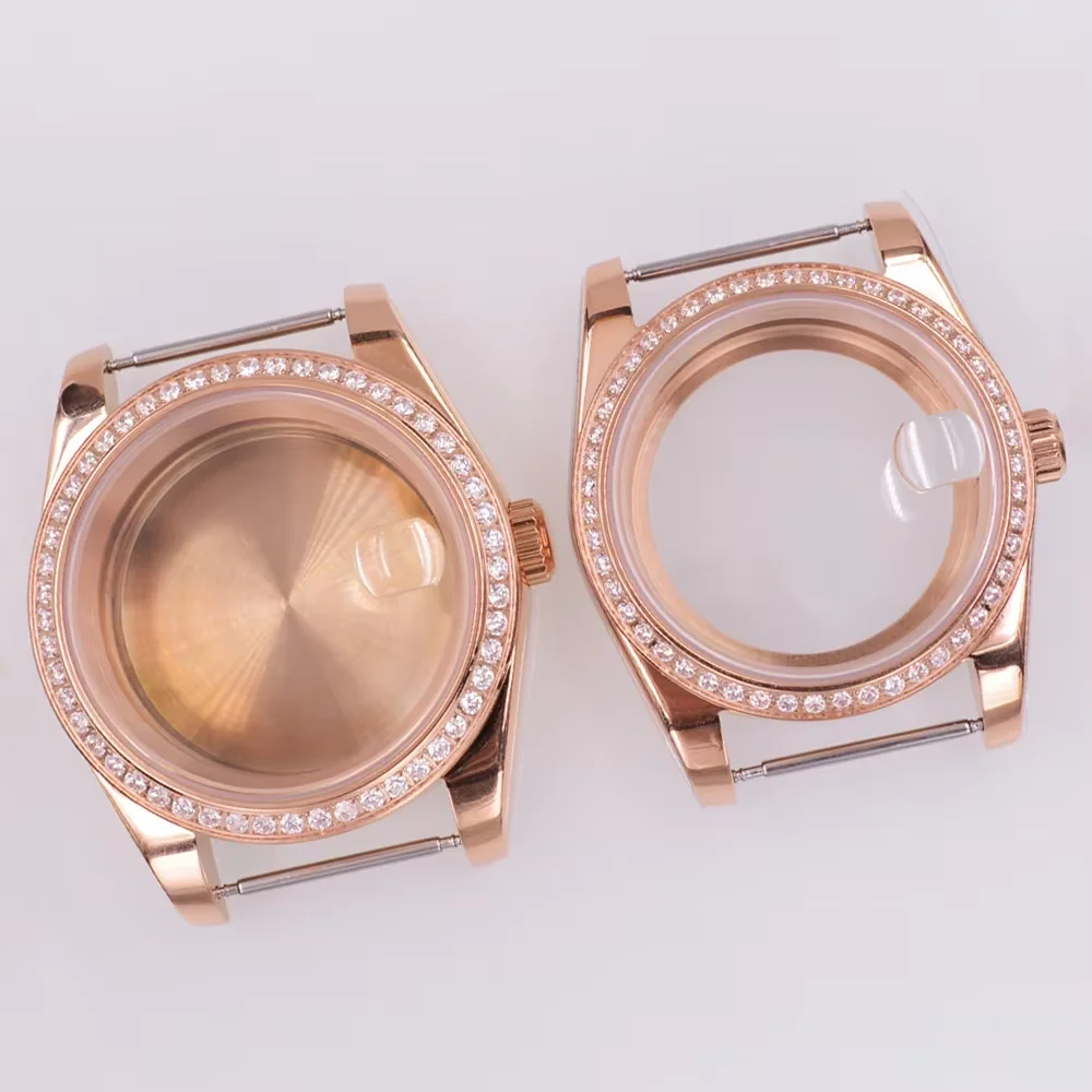 36MM/40MM Sapphire Glass Watch Case Fit NH35 NH36 PT5000 ETA2824 ST2130 Movement Rose gold