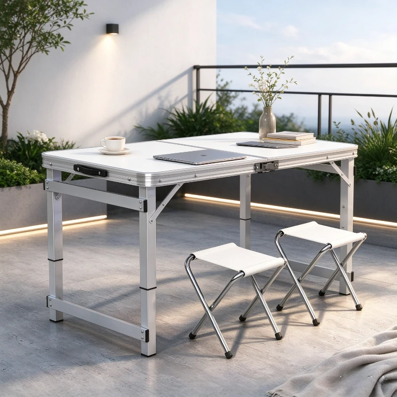 Aluminum Folding Table Outdoor Portable Camping Desk for Night Market Vendor Promotion Simple Small Table Folding Dining Chair