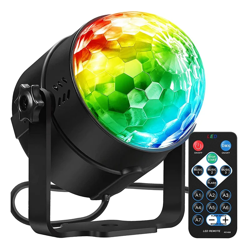 

Вечерние огни, RGB Dj Disco Ball Light со звуковой активацией и дистанционным управлением, сценический светильник для танцевальных вечеринок в комнате, вилка стандарта США