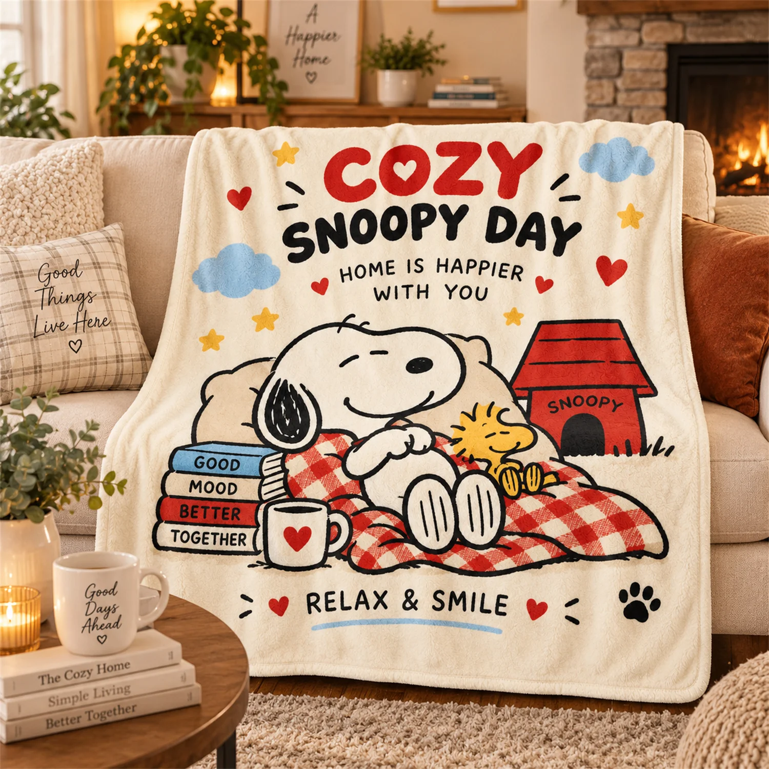 Snoopy Blanket Soft Fleece Throw Blanket Cozy Home Cartoon Theme Graphic Print Cute Bedroom Sofa Decor Gift for Kids and Anime F