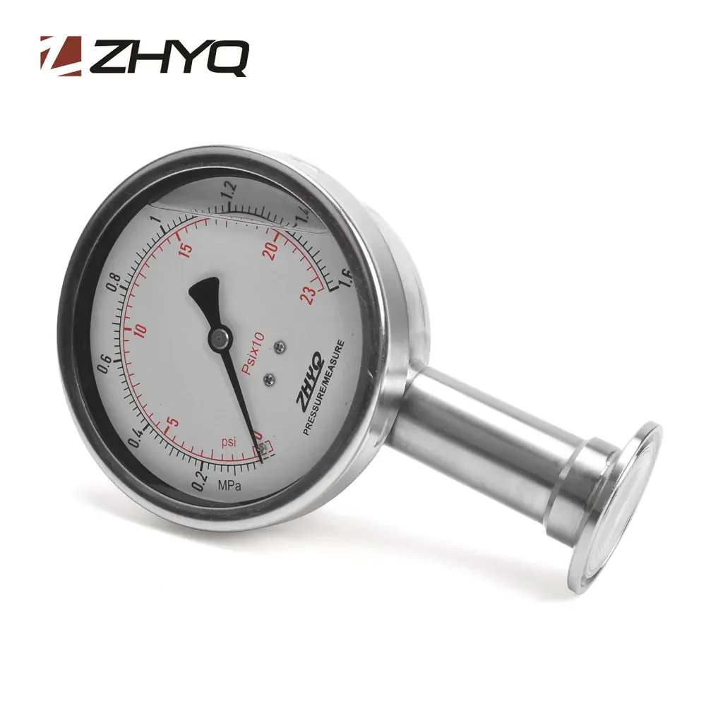 high precision bourdon tubes mechanical vacuum clamp mounted pressure gauge for gaseous liquid media manometer