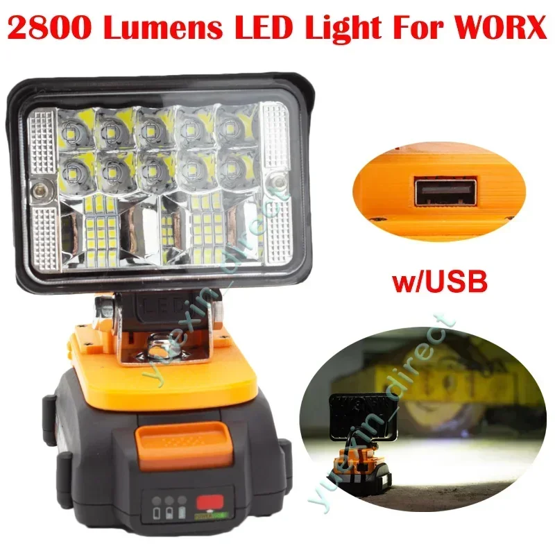 

Wireless LED Work Light For Worx 20V Li-ion Battery w/USB QC3.0 Rechargeable New Portable Outdoor Emergency Light