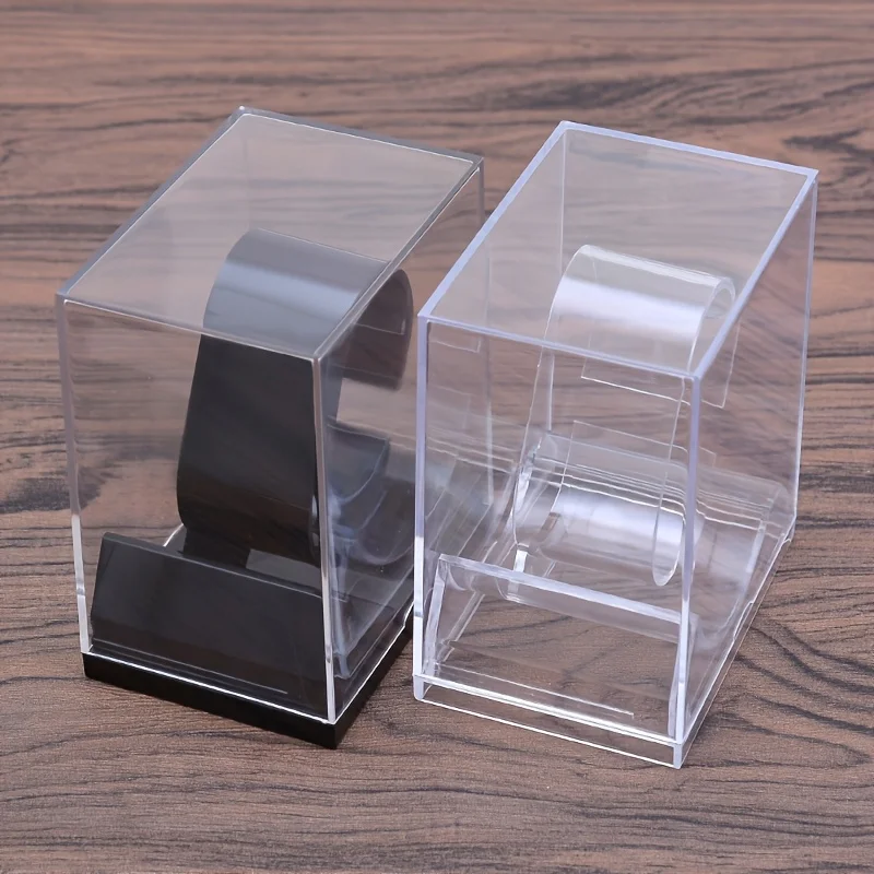 1pc Watch Stand Rack Plastic Transparent Black Wrist Watch Storage Box Showcase Shelf Jewelry Display Watch Packaging Box