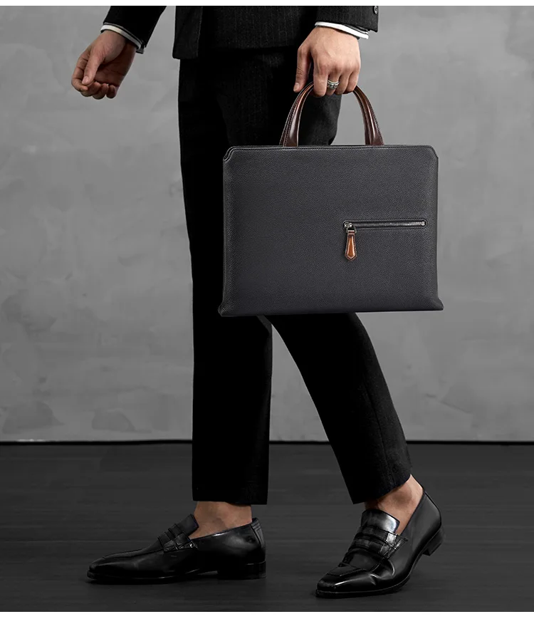 Echt leder Herren Aktentasche Business Casual Querschnitt Herren Handtaschen Laptop tasche einfache ultra dünne tragbare Taschen