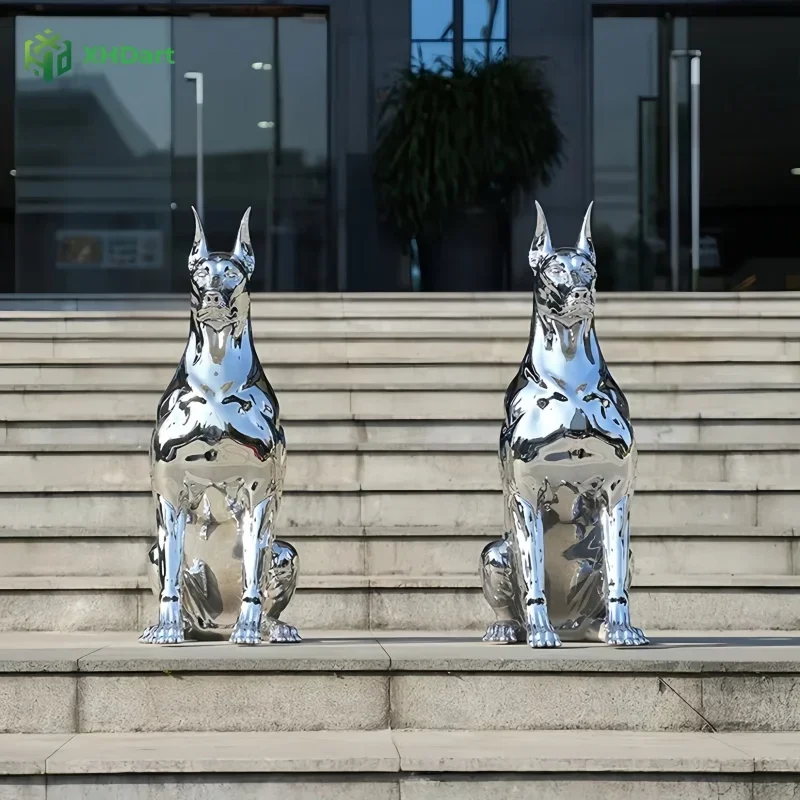 E182 Mirror stainless steel Dobbin dog garden park lawn villa store hotel high-end landscape sculpture decoration ornaments for