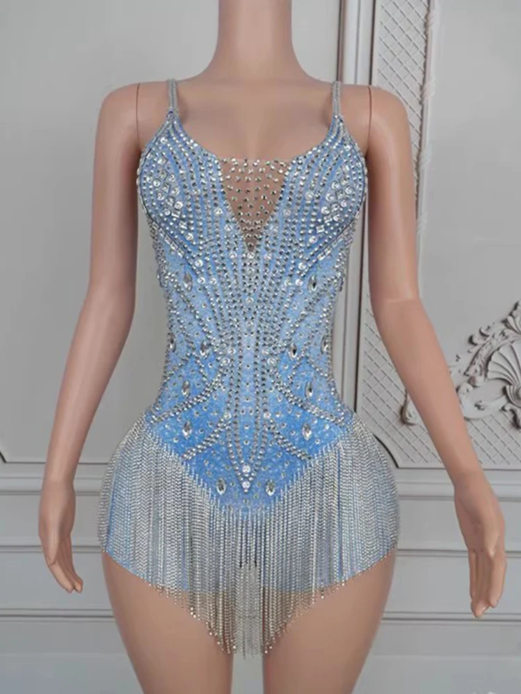 عالية الجودة حجر الراين شرابة مثير الحمالات غير النظامية بذلة 2025 موضة جديدة مخصصة الملابس النسائية