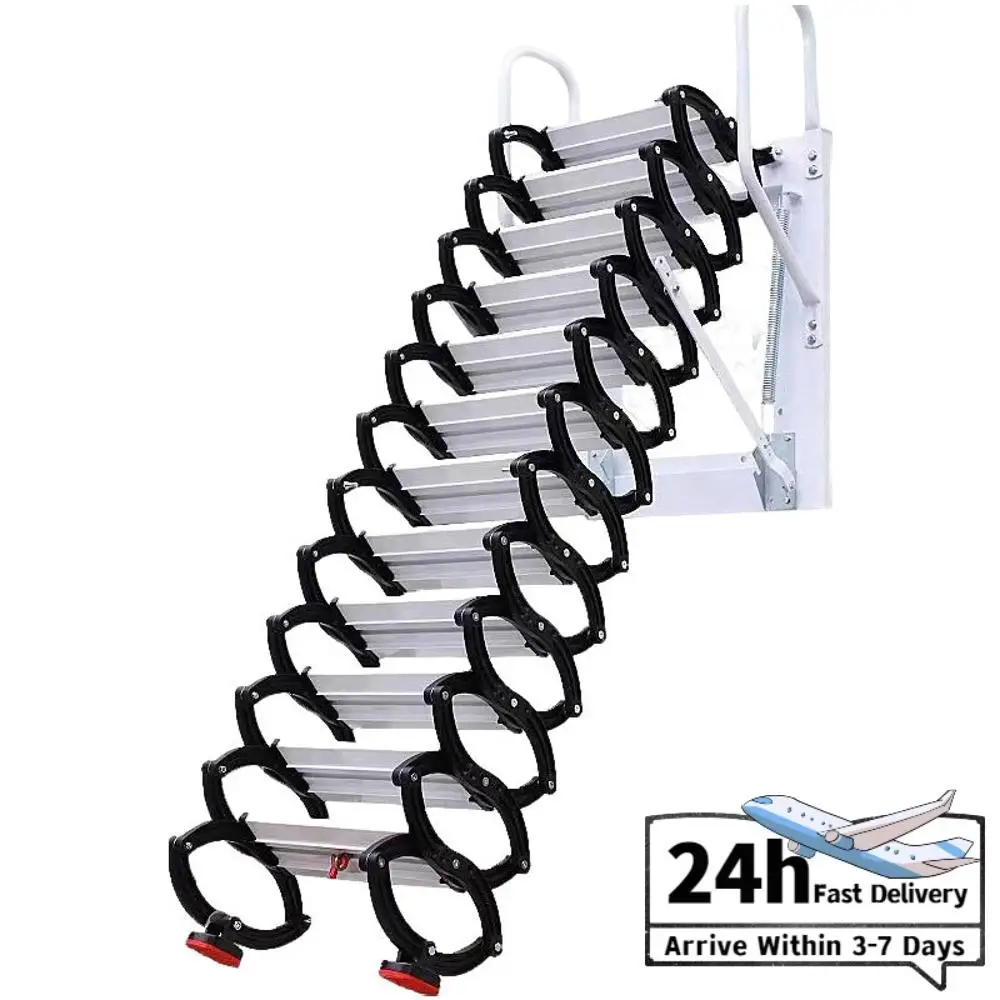 

Скрытая складная лестница для чердака с противоскользящим покрытием, экономит место, выдерживает нагрузку до 200 кг, для гаражей/кровель/подвалов