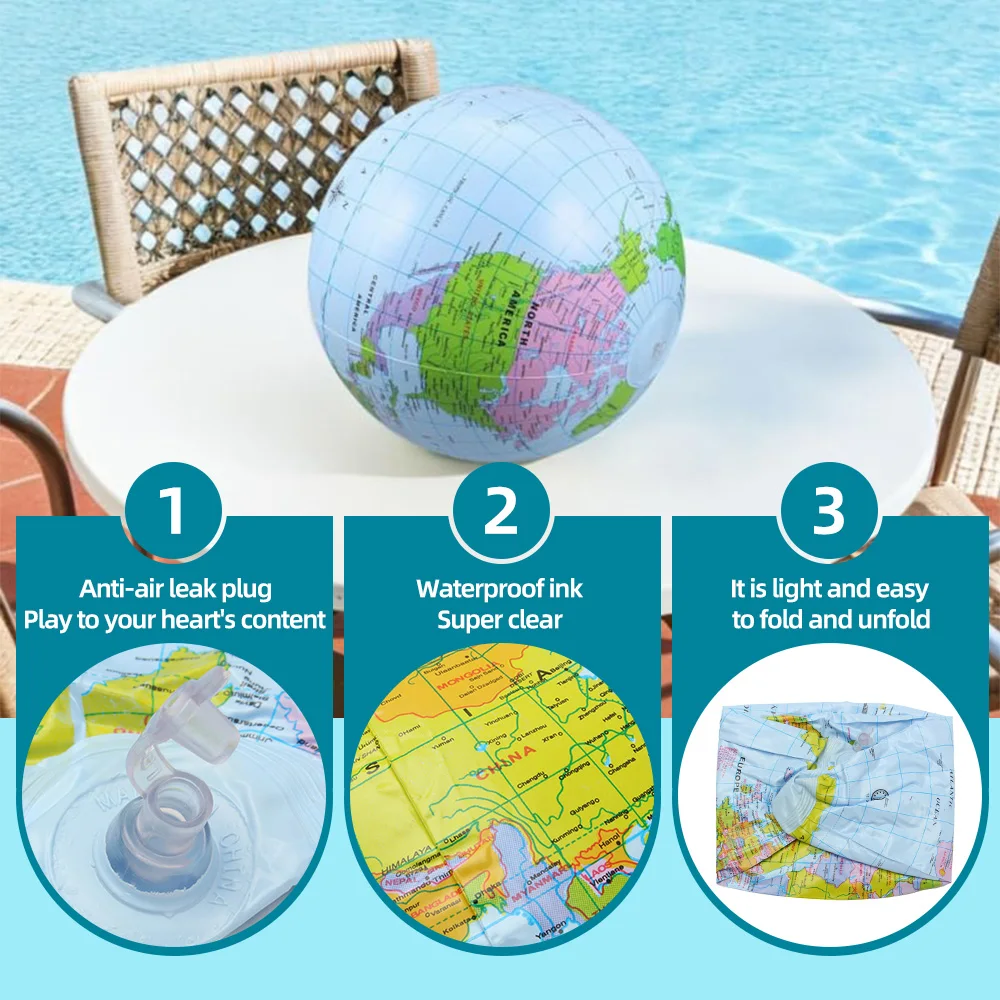 كبير بولي كلوريد الفينيل نفخ غلوب خريطة الأرض بالون لحمام السباحة الصيف الشاطئ حفلة المياه لعبة للهواء الطلق طفل تعلم الجغرافيا الدعائم #4