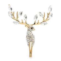 Wuli&baby Lucky Deer Brooches For Women Unisex 2-color Rhinestone Beautiful Christmas Animal Party Office Brooch Pins Gifts