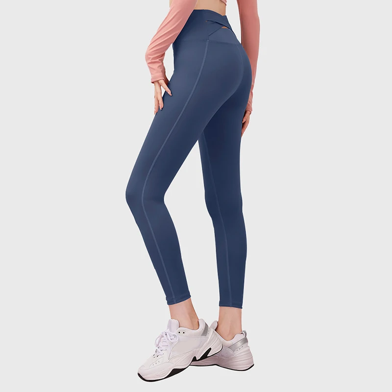 

New Quick-drying Sports Pants Tight Running Yoga Pants High Waist Peach Hip Stretch Cross Fitness Pants Women