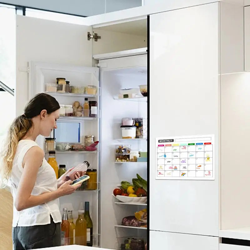 Calendário Magnetic Whiteboard para geladeira, Dry Erase Board, planejador semanal reutilizável, Notepad, Novo