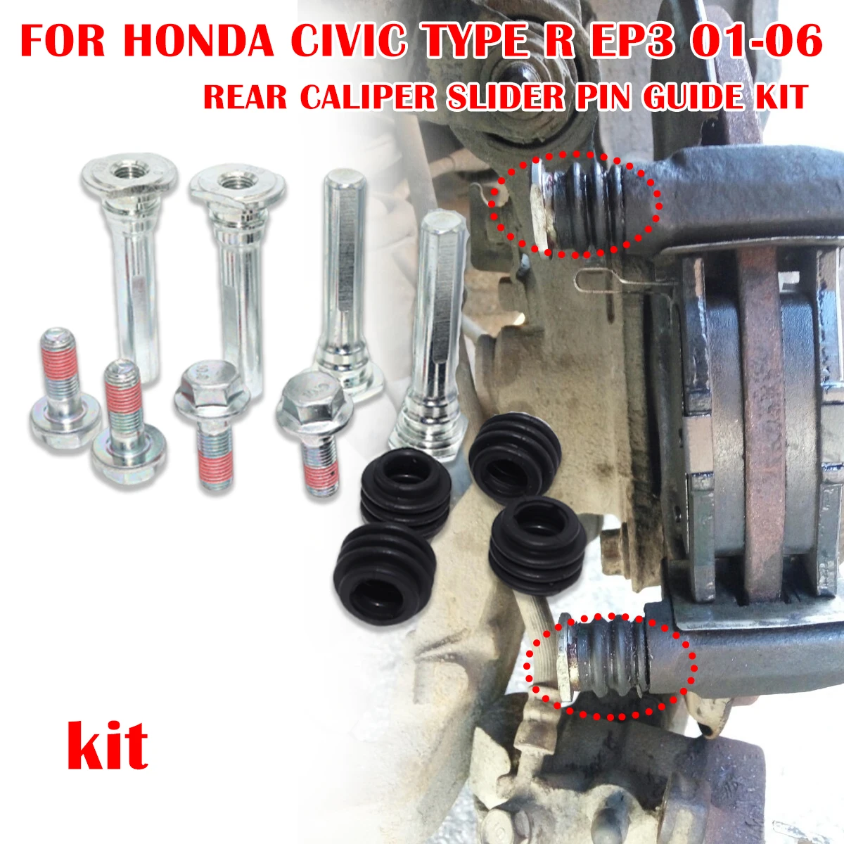 

Left Rear Right Brake Caliper Cylinder Slider Guide Pin For Disc Housing Bolt Bushing Boot FOR HONDA CIVIC TYPE R EP3 2001-2006