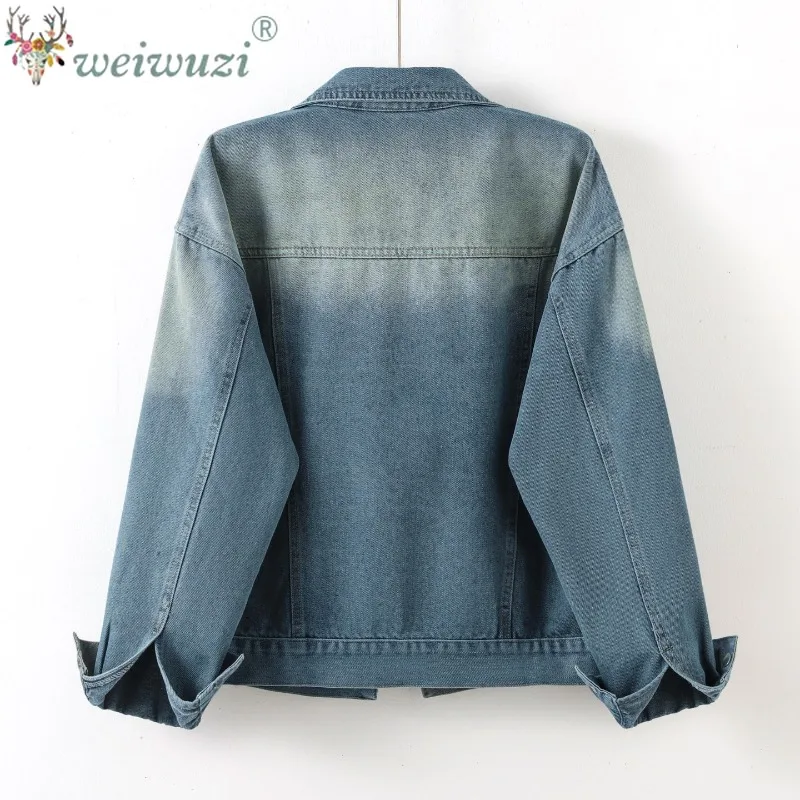 Zipper Long Sleeved Washed Denim coat for Women Stylish Retro Loose Fit Spring Autumn Streetwear Jean Outerwear With Pockets